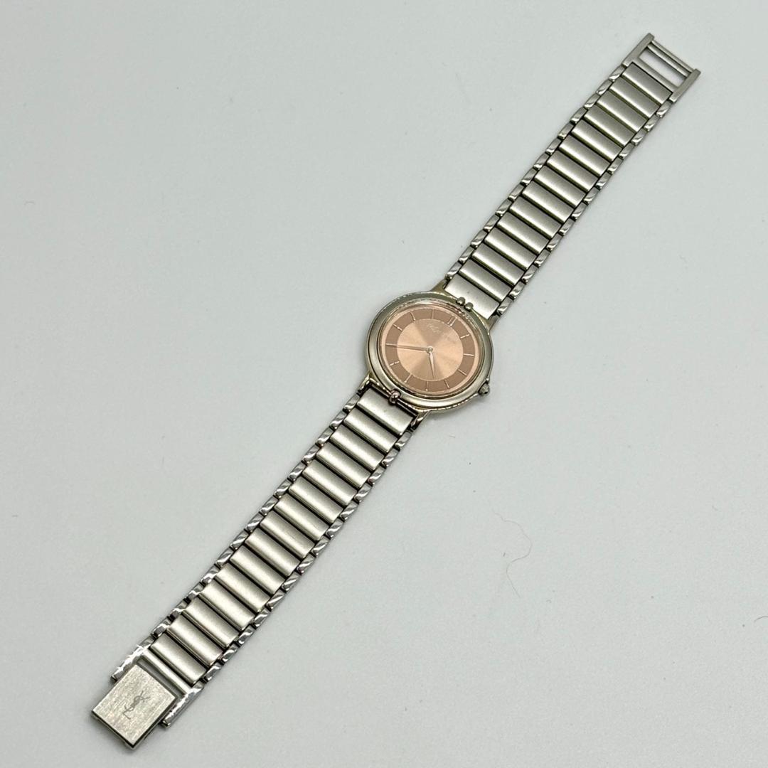 稼働品 YSL イヴサンローラン 腕時計 ベージュ文字盤 クォーツ ２針