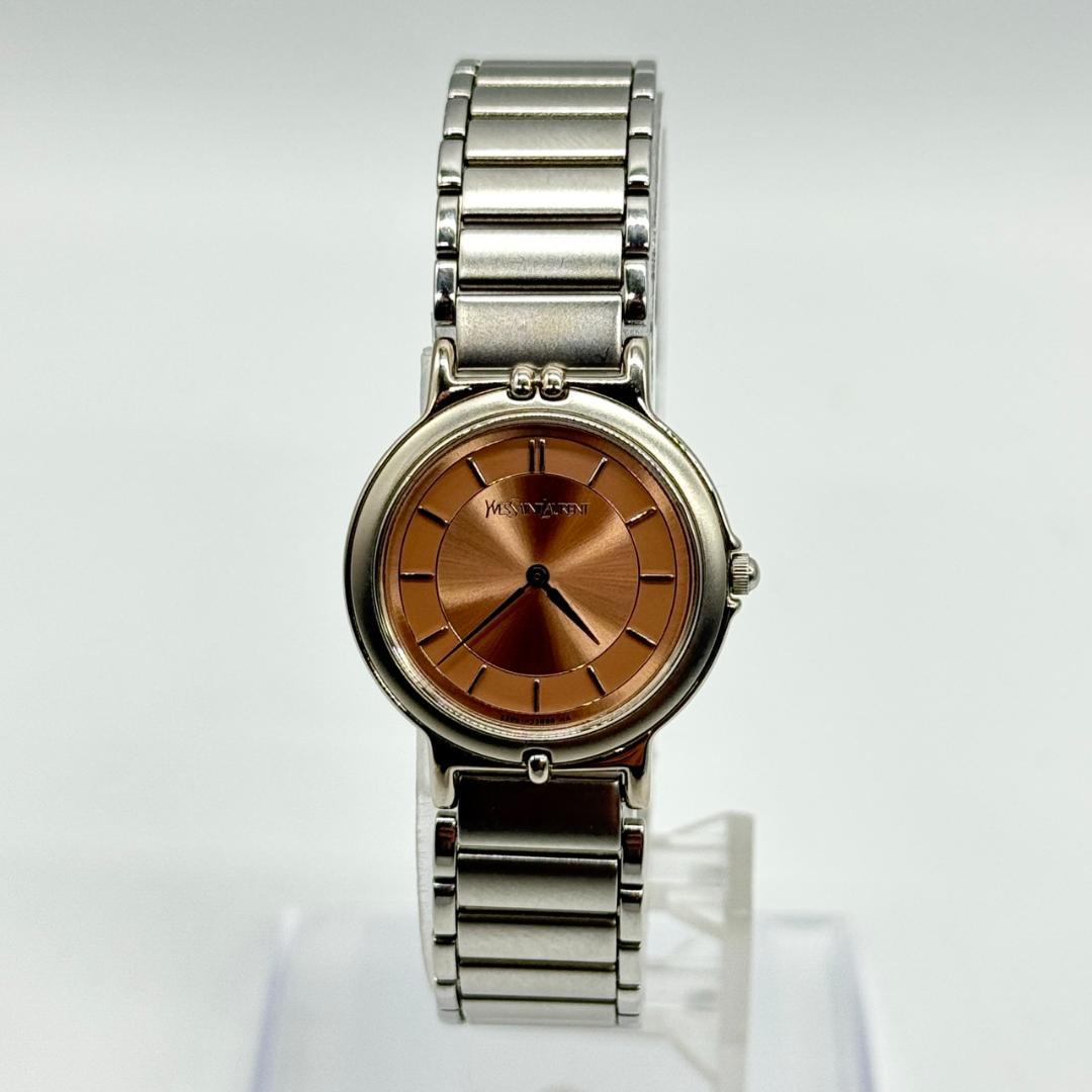 稼働品 YSL イヴサンローラン 腕時計 ベージュ文字盤 クォーツ ２針
