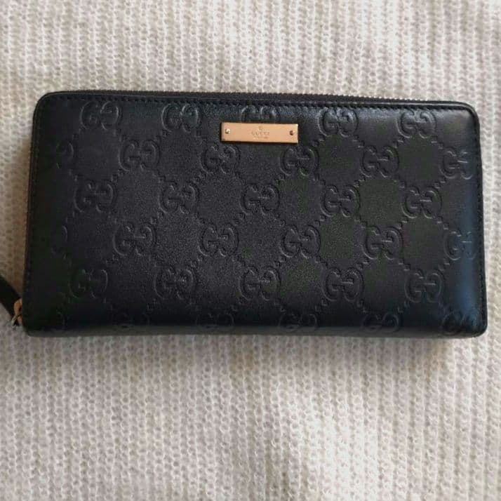 GUCCIシマ ブラックレザー長財布