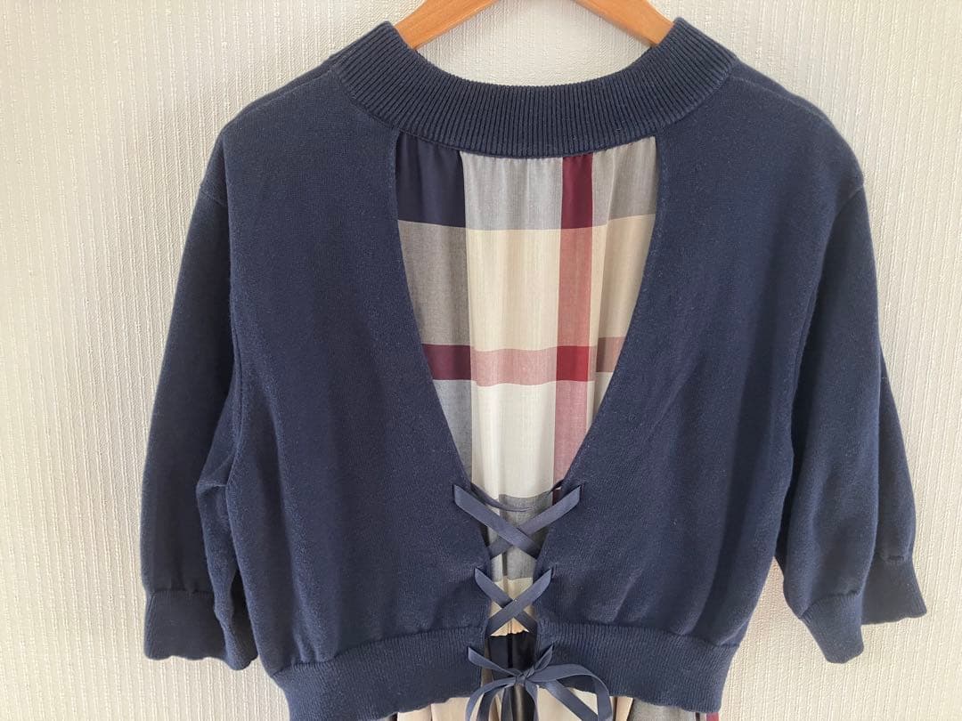 ブルーレーベルクレストブリッジ　バックレースアップワンピース　36