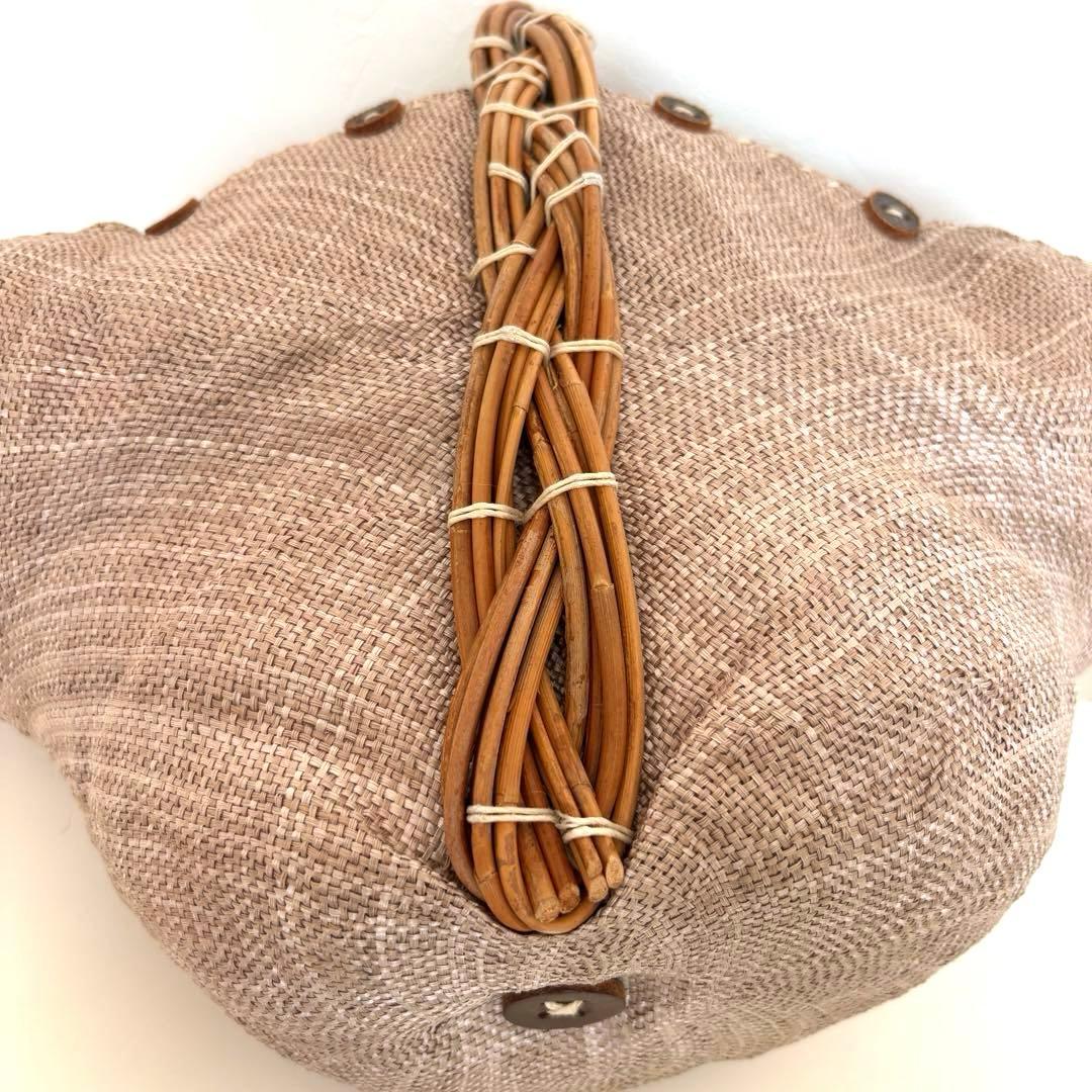 【希少レア】エバゴス チャーム カゴバッグ マルシェ 帽子型 パナマ ボタン