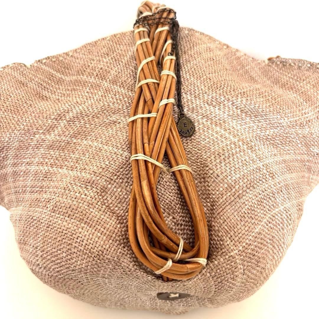 【希少レア】エバゴス チャーム カゴバッグ マルシェ 帽子型 パナマ ボタン