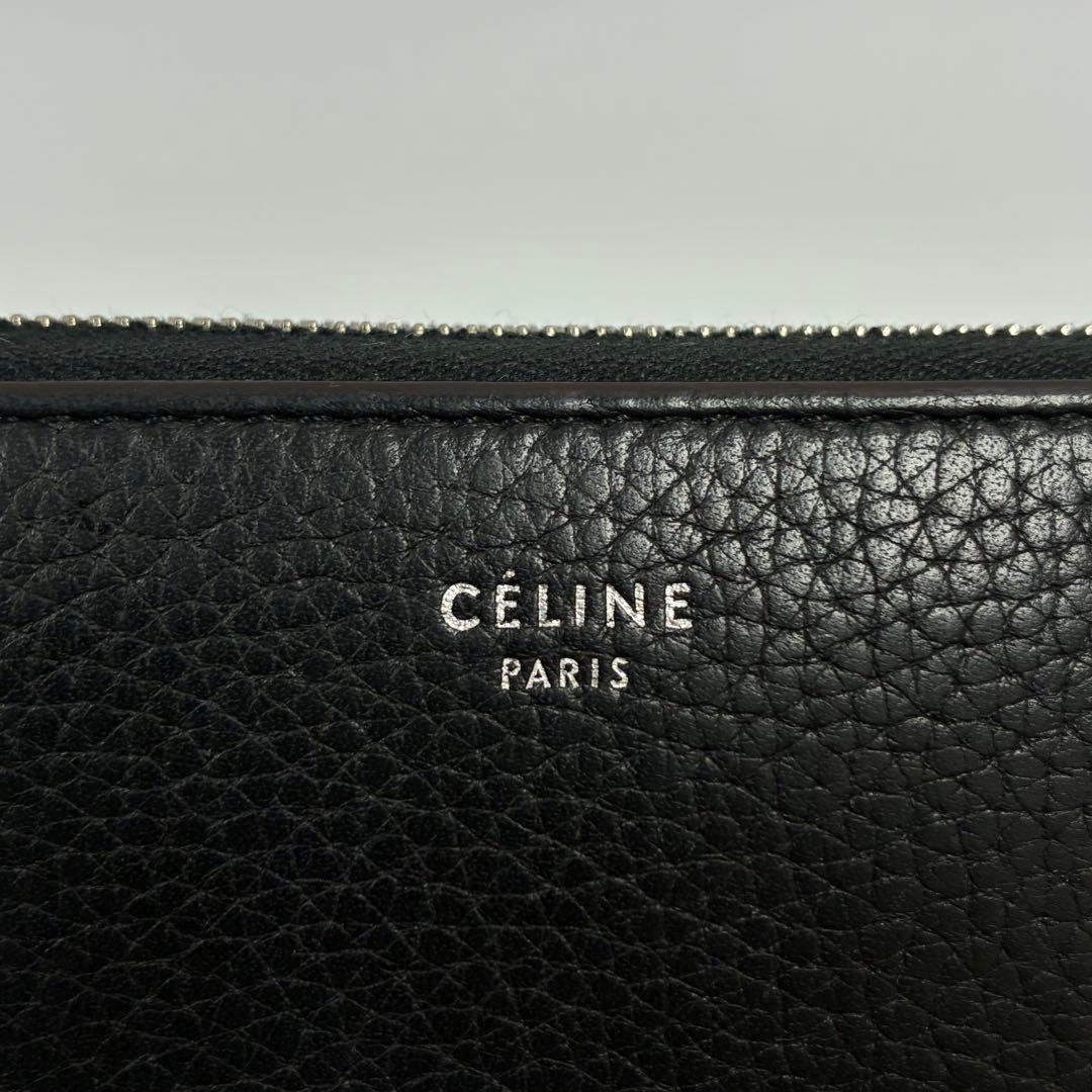 き*と様 【美品】CELINE ラウンドファスナー 長財布 ブラック イエロー