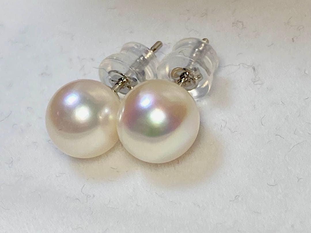 NONさま専用　　【8.2ミリ花珠】パールピアス　あこや真珠　最高級　プラチナ