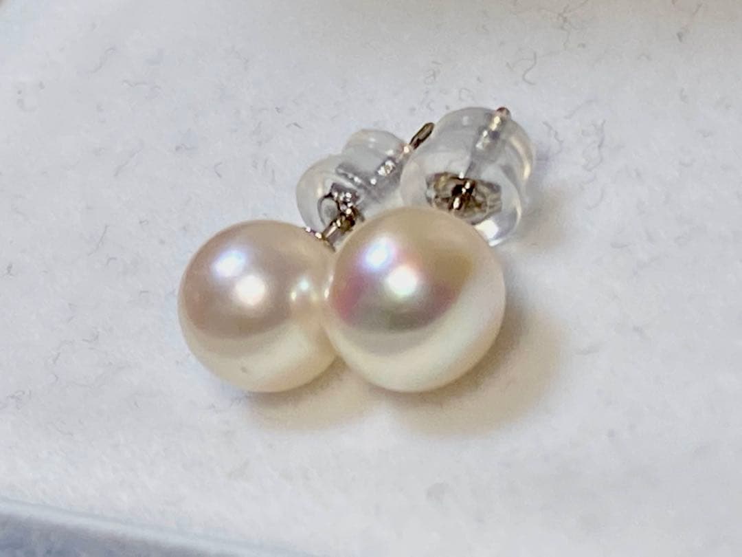 NONさま専用　　【8.2ミリ花珠】パールピアス　あこや真珠　最高級　プラチナ