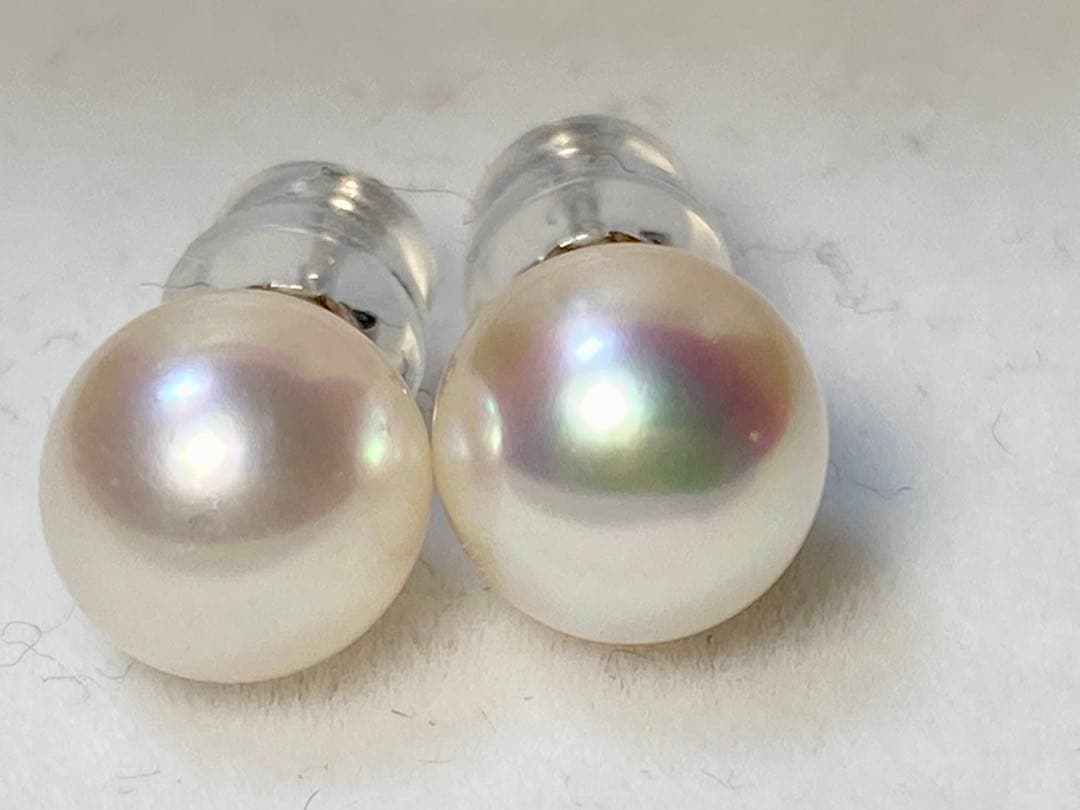 NONさま専用　　【8.2ミリ花珠】パールピアス　あこや真珠　最高級　プラチナ