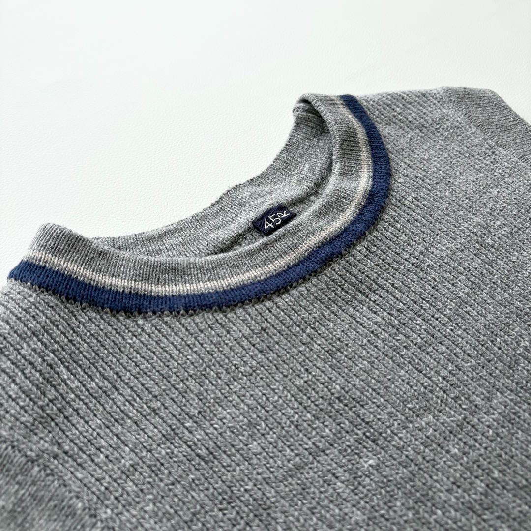 近年モデル✨45R チルデンニットソーのベスト R刺繍 グレー　美品