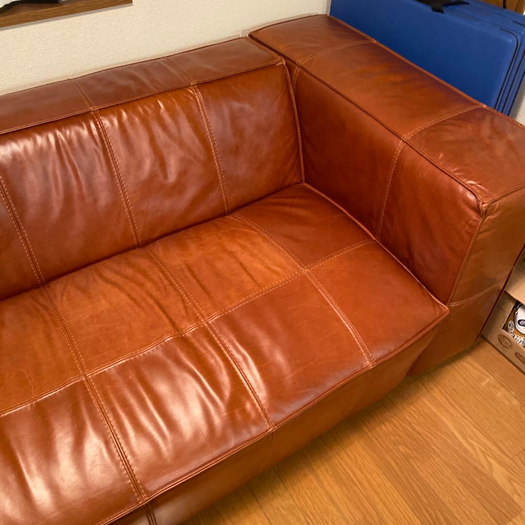 ジャーナルスタンダード　ファーニチャー　ブラウンレザー 3人掛けソファ