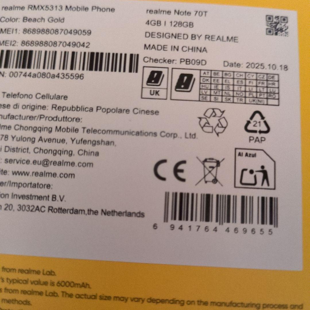お値下不可！realme Note 70T 4GB 128GB