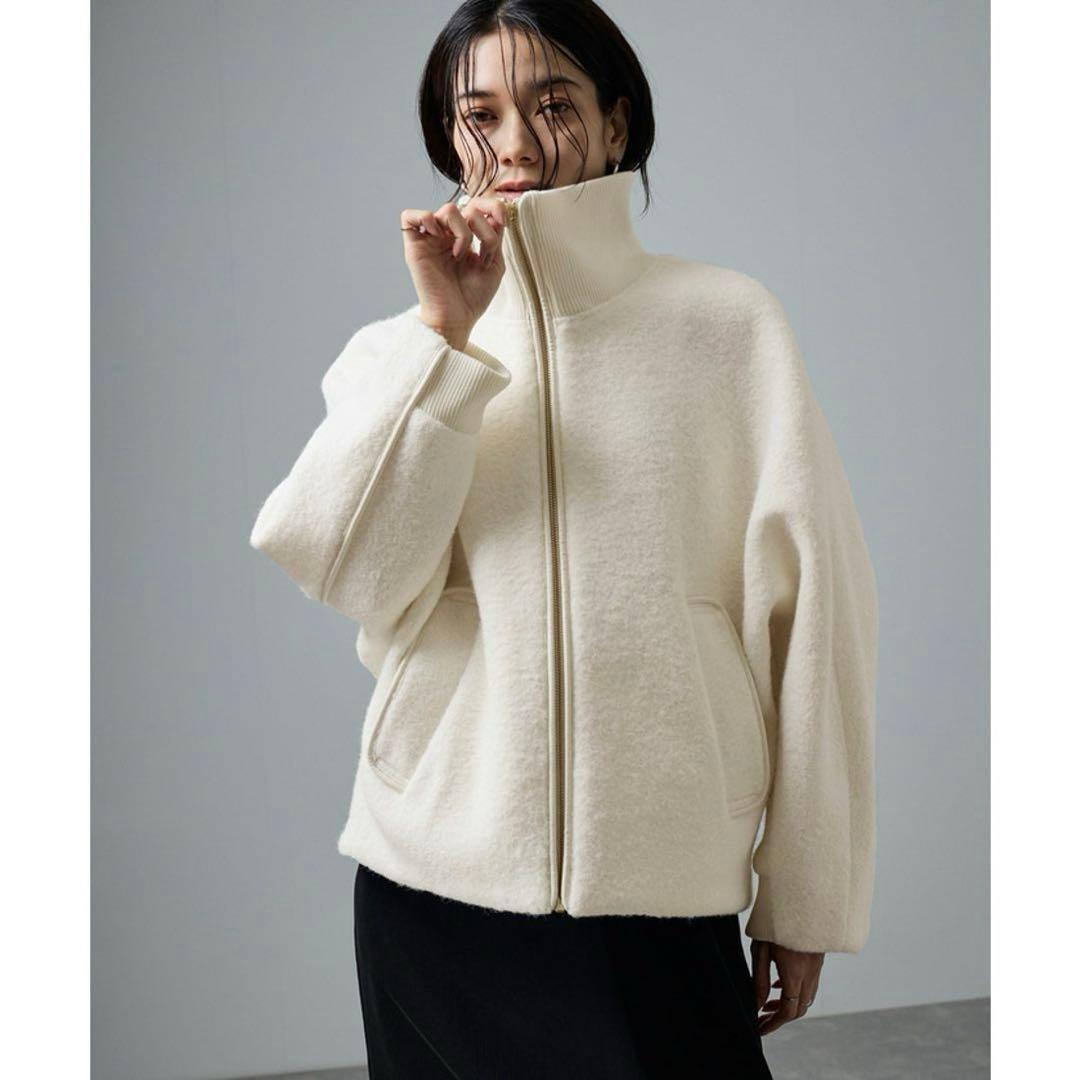 SALON adam et rope' ライトウェーブニットジップブルゾン