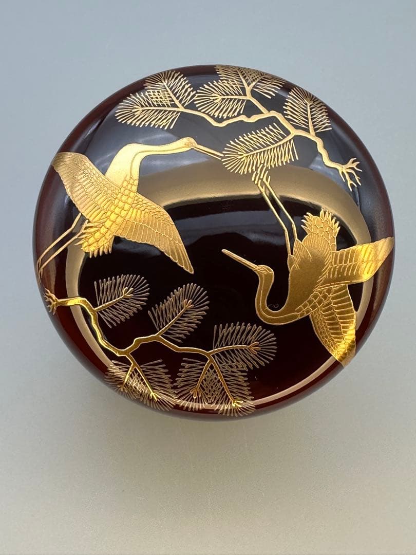 茶道具　棗　一瓢斎　松食鶴蒔絵