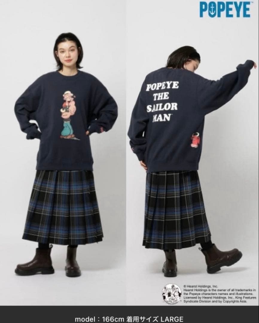 新品未使用　サイズL ユニセックスポパイ　スウェット　ネイビー