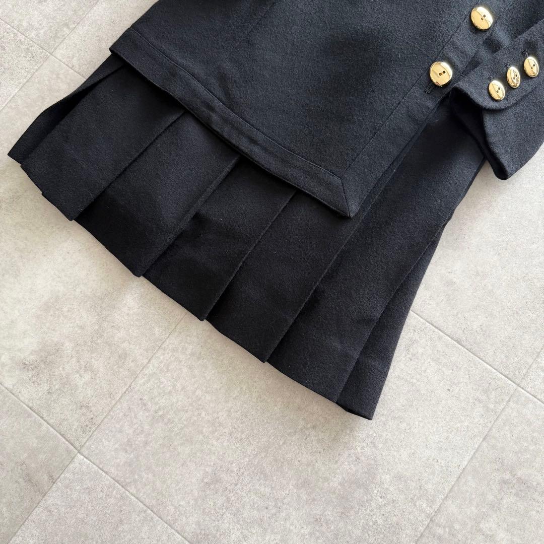 クリスチャンディオール　Miss Dior　コート　黒　プリーツ　金ボタン