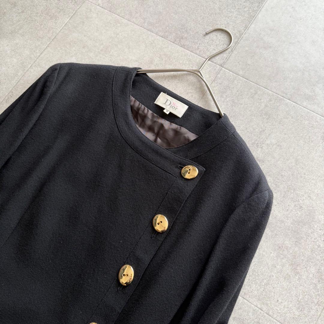 クリスチャンディオール　Miss Dior　コート　黒　プリーツ　金ボタン