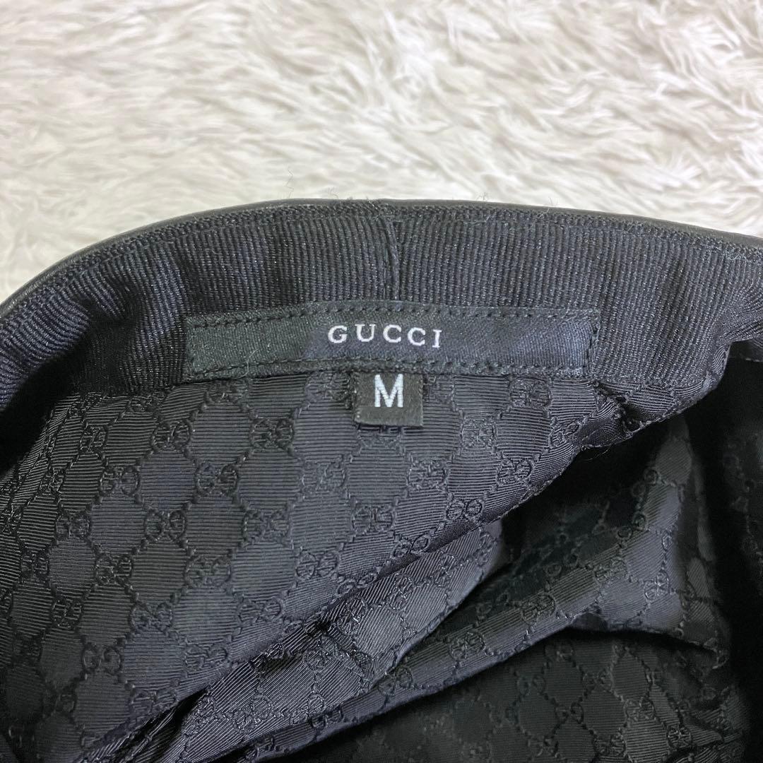 GUCCI 帽子 ベレー帽 ハンチング帽 GG柄 ブラック
