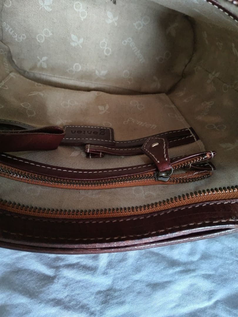 【genten】ブラウン カットワーク2waysバッグ 本革