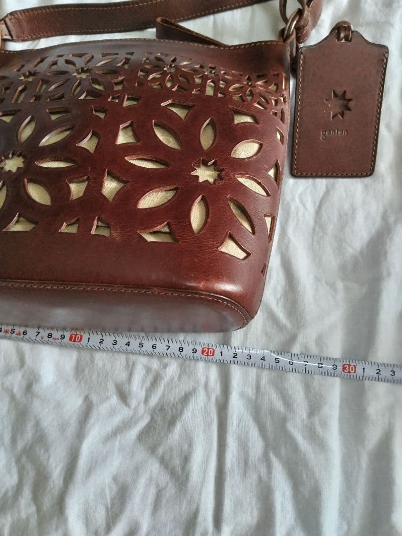 【genten】ブラウン カットワーク2waysバッグ 本革