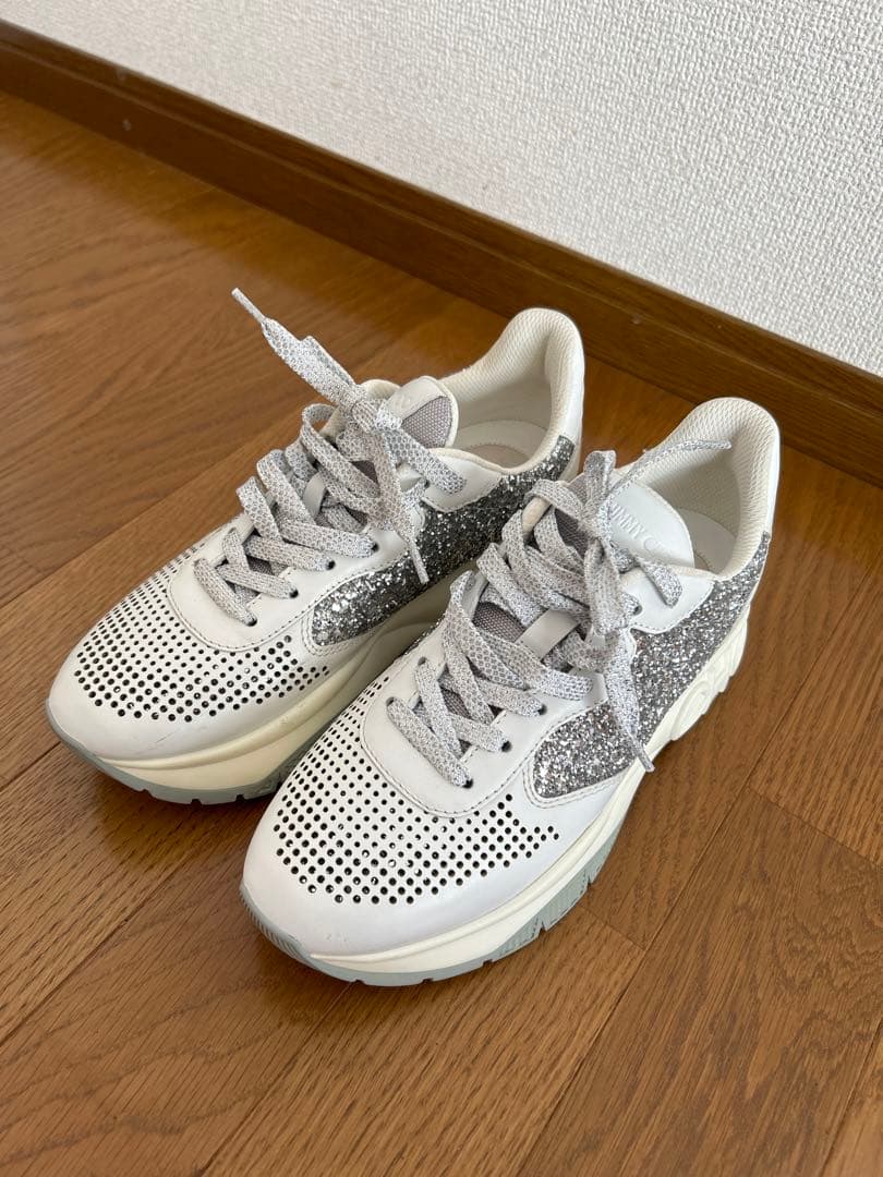 【一度履きのみ】ジミーチュウグリッター スニーカー