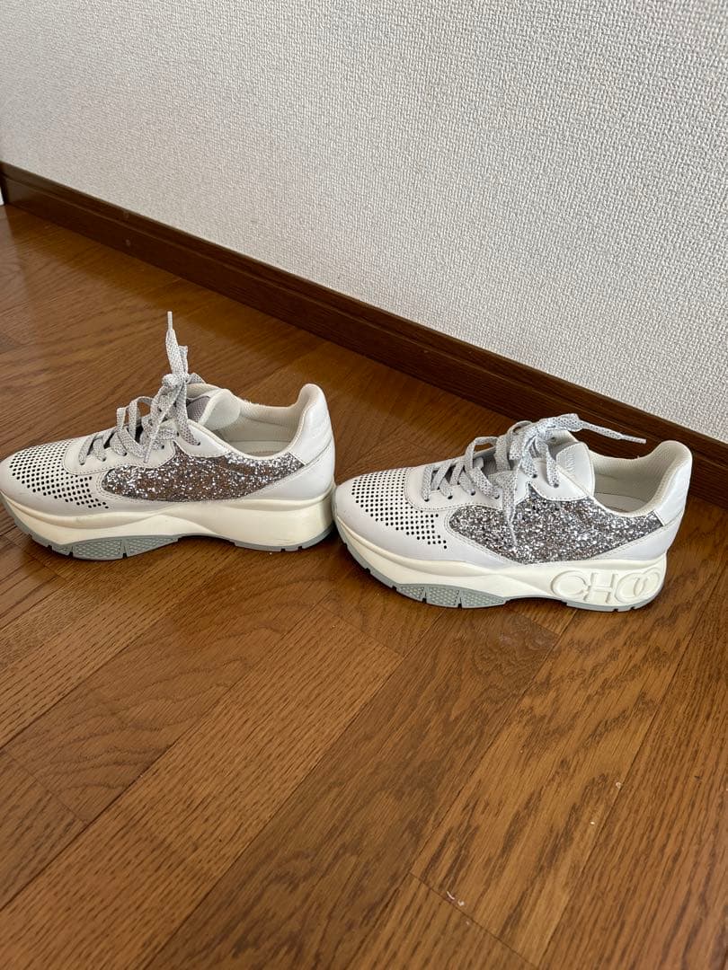 【一度履きのみ】ジミーチュウグリッター スニーカー