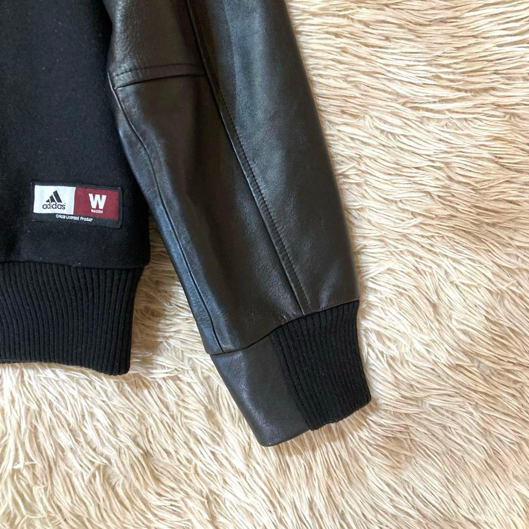 adidas × 早稲田大学　カウレザースタジャン 2003年・限定　黒　M