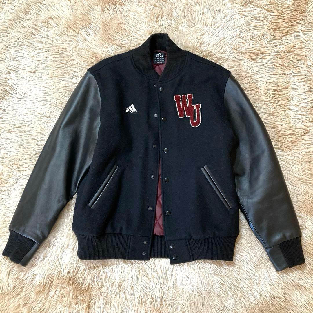 adidas × 早稲田大学　カウレザースタジャン 2003年・限定　黒　M