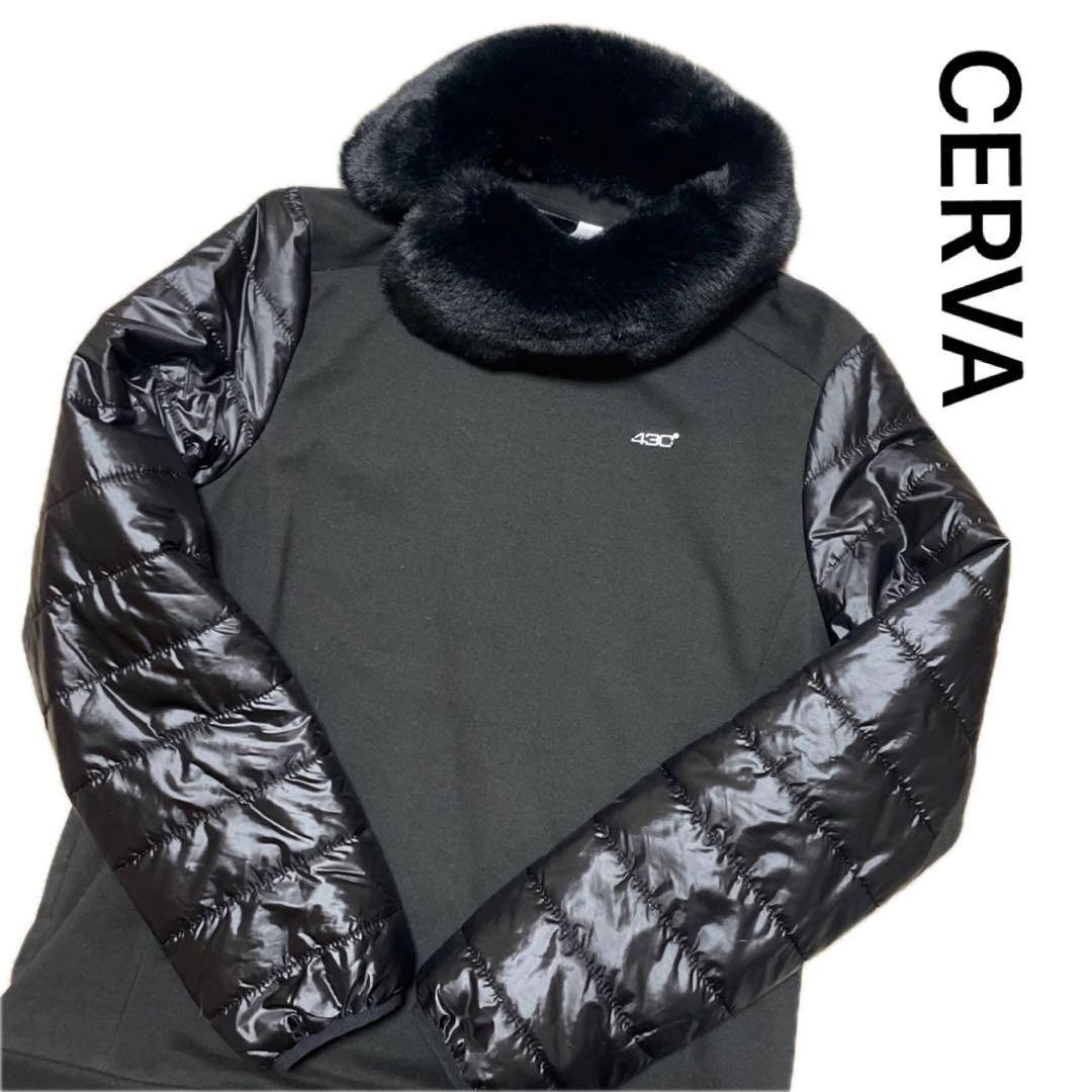 CERVA 黒 カシミア混 ダウン切り替え プルオーバー