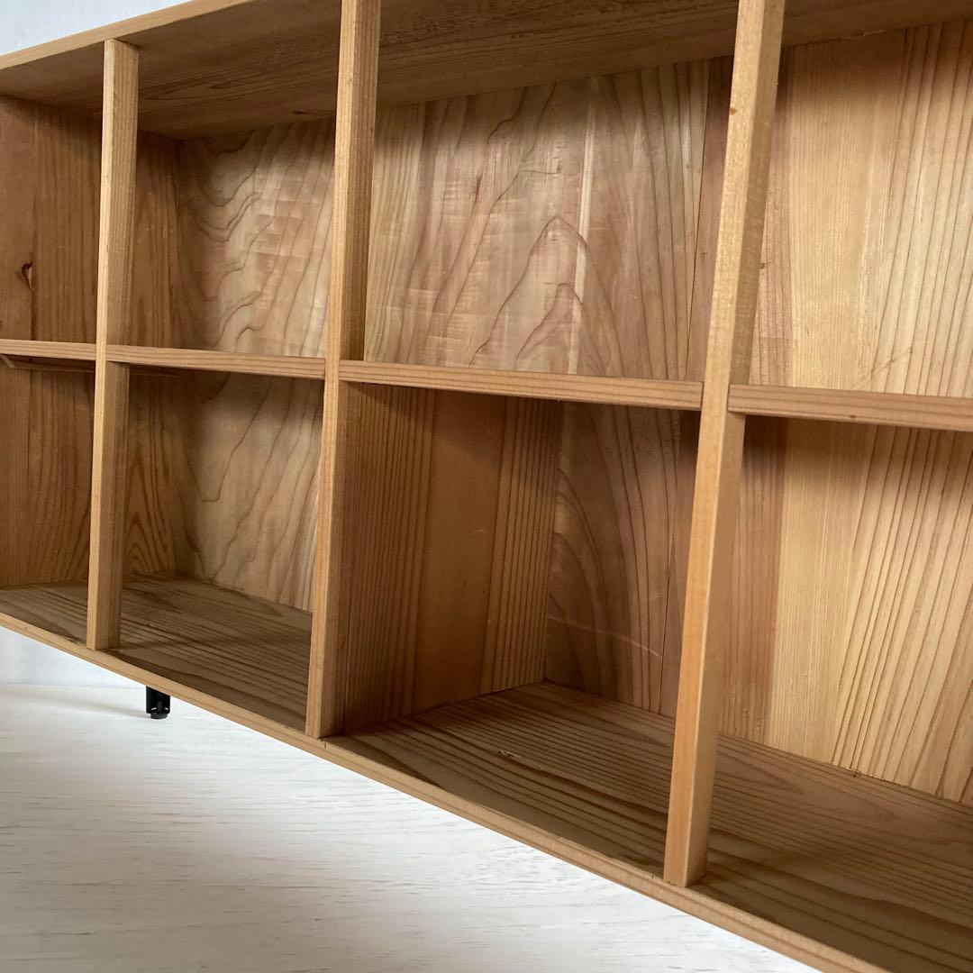 古い木製 オープンラック 鉄脚 木製棚 本棚