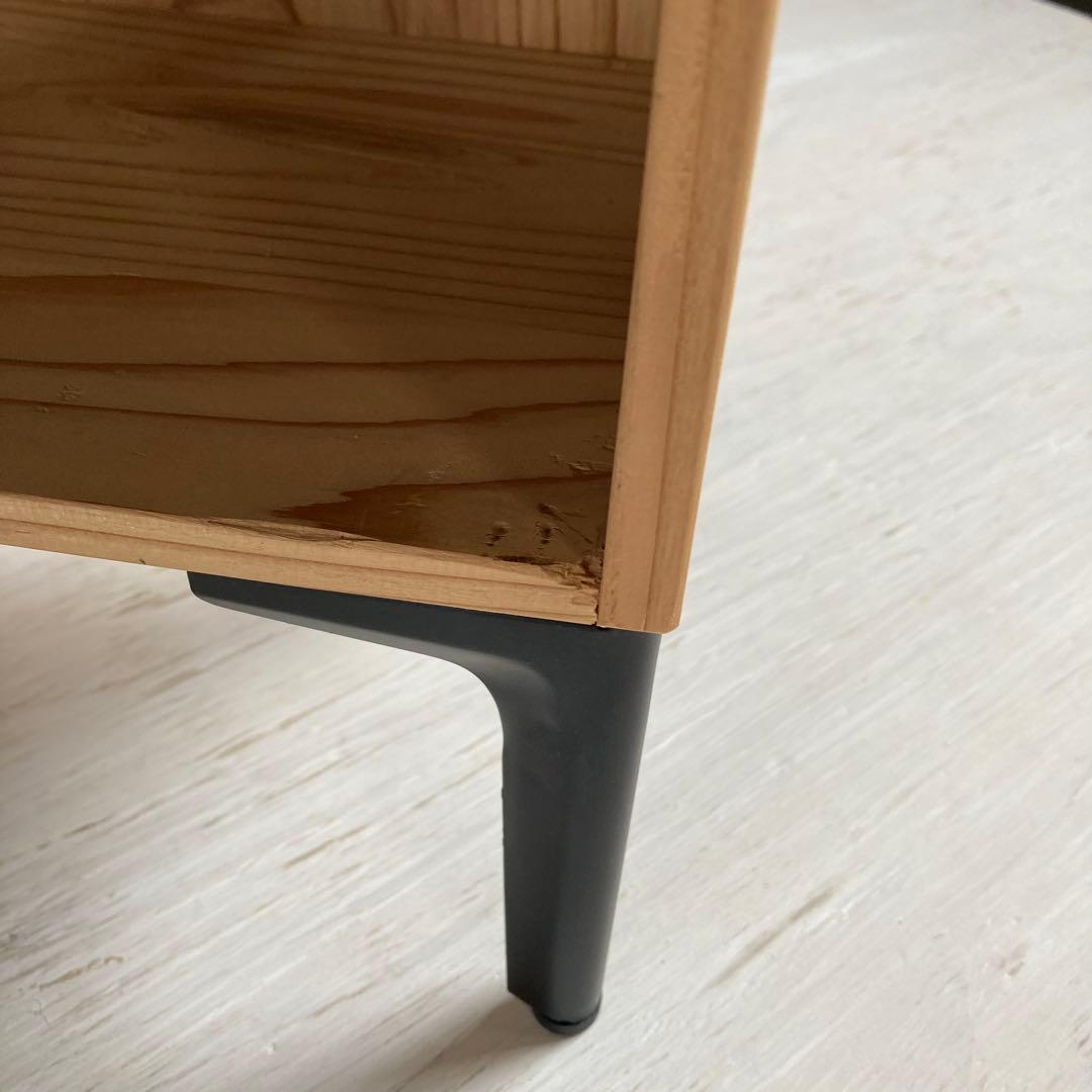 古い木製 オープンラック 鉄脚 木製棚 本棚