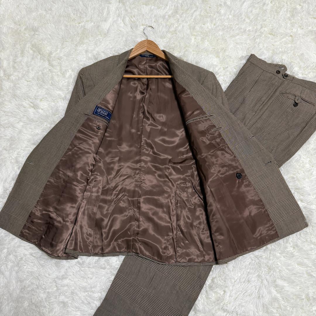 ラルフローレン　ヴィンテージセットアップ　グレンチェック　ベージュ　ブラウン系