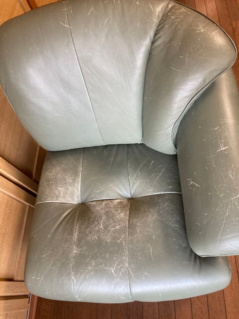 Karimoku 本革 ソファ 5点セット モジュールタイプ グリーン【送料込】