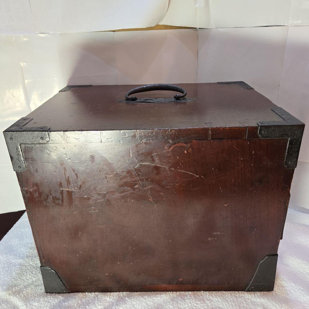 酒田地方　欅　船箪笥　鍵付　時代箪笥　古民具　銭函　銭箱　千両箱　舟箪笥　船金庫