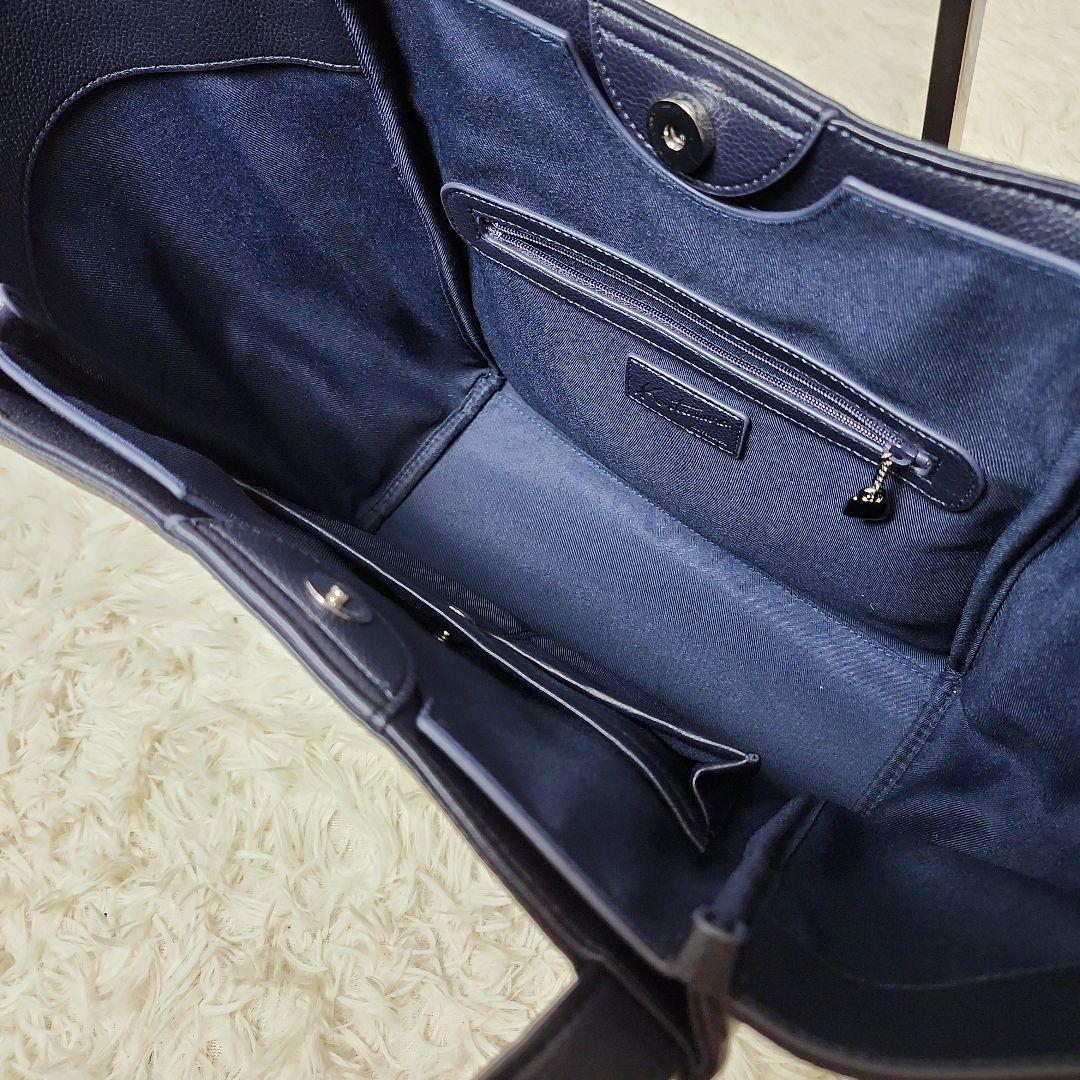 【極美品】キタムラ　ネイビー　レザー トートバッグ