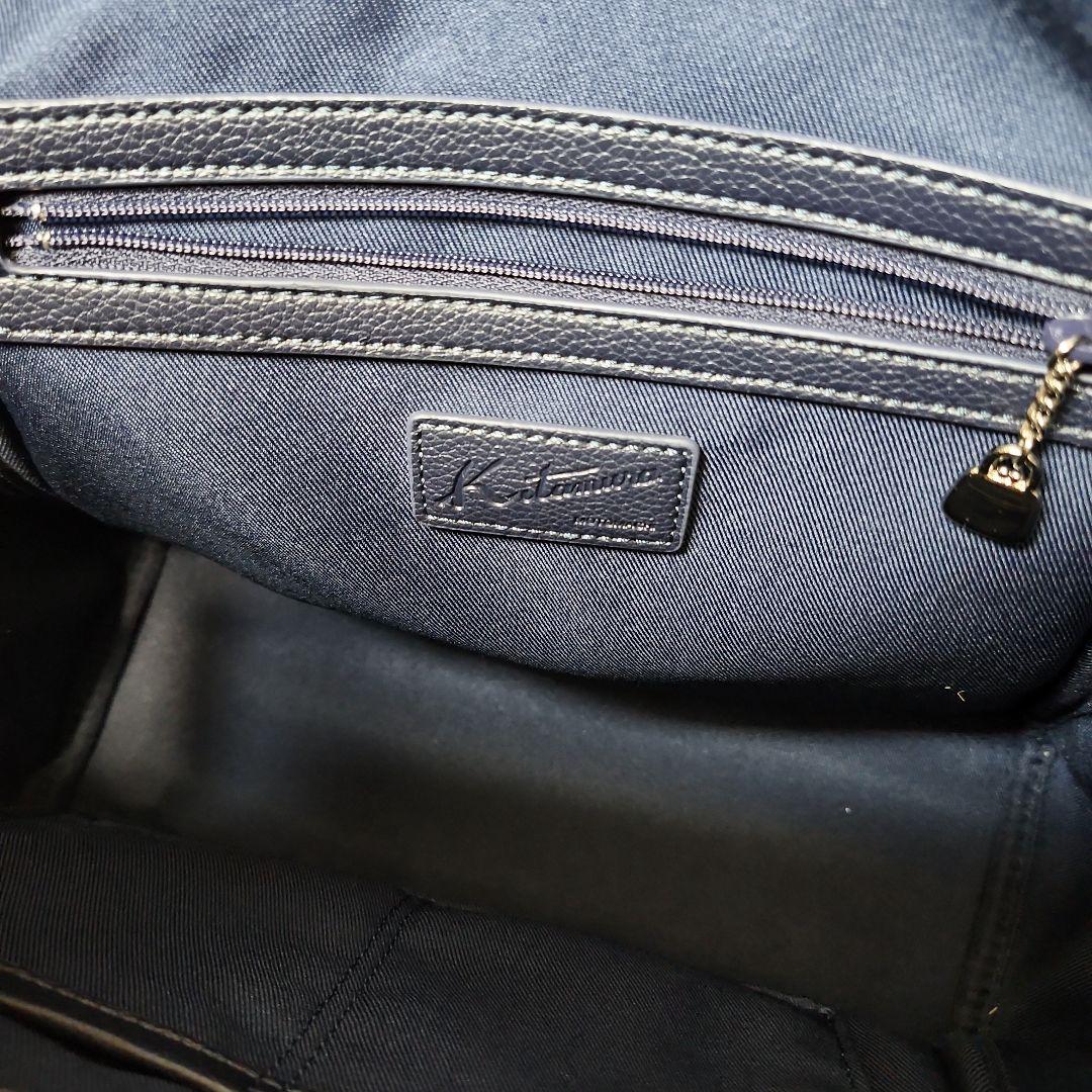 【極美品】キタムラ　ネイビー　レザー トートバッグ