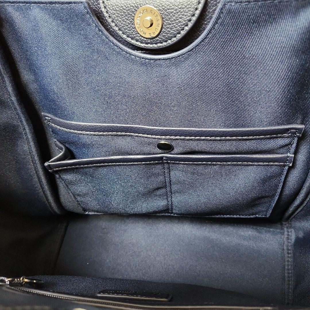 【極美品】キタムラ　ネイビー　レザー トートバッグ