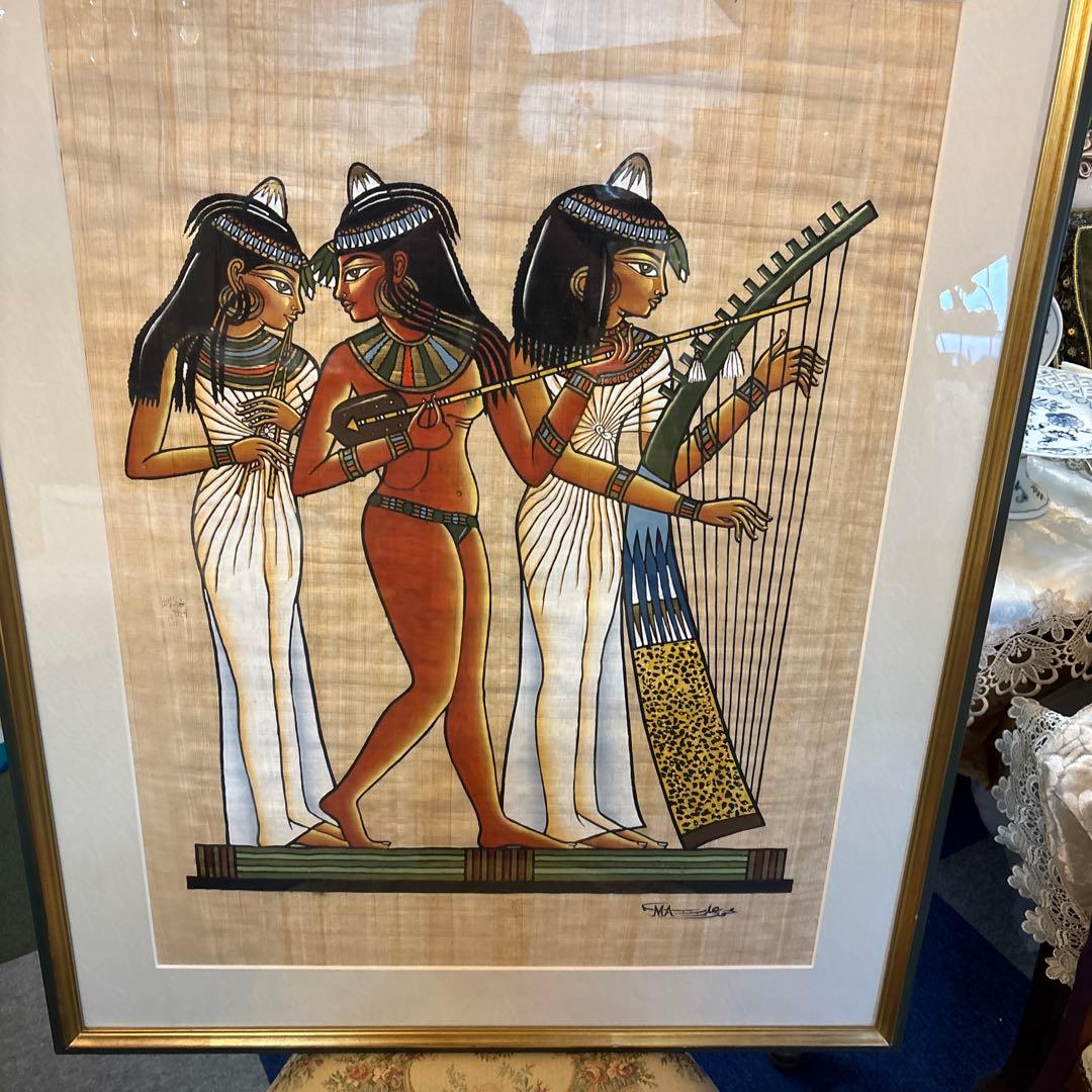 エジプト　パピルス画 「アメン神の音楽家たち」