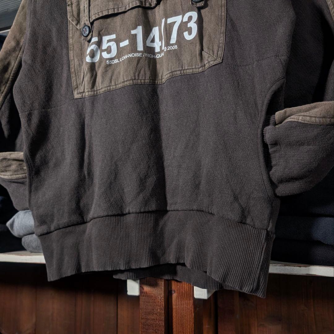 00s　DIESEL　ミリタリー　ハーフジップ　パーカー　切り替え　ブラウン