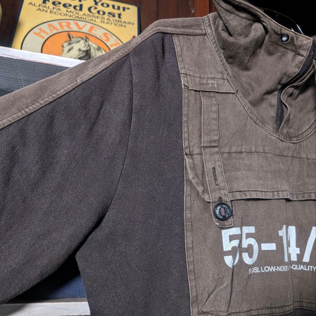 00s　DIESEL　ミリタリー　ハーフジップ　パーカー　切り替え　ブラウン