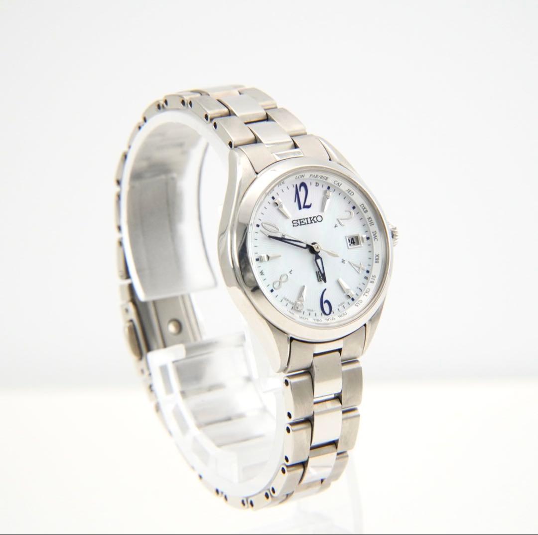 【美品】SEIKO ルキア 電波ソーラー 1Pダイヤ シェル文字盤 腕時計