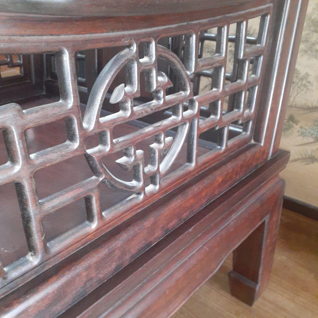 【貴重】アンティークチェア 唐木 中国 花梨 螺鈿 花鳥図 レトロ