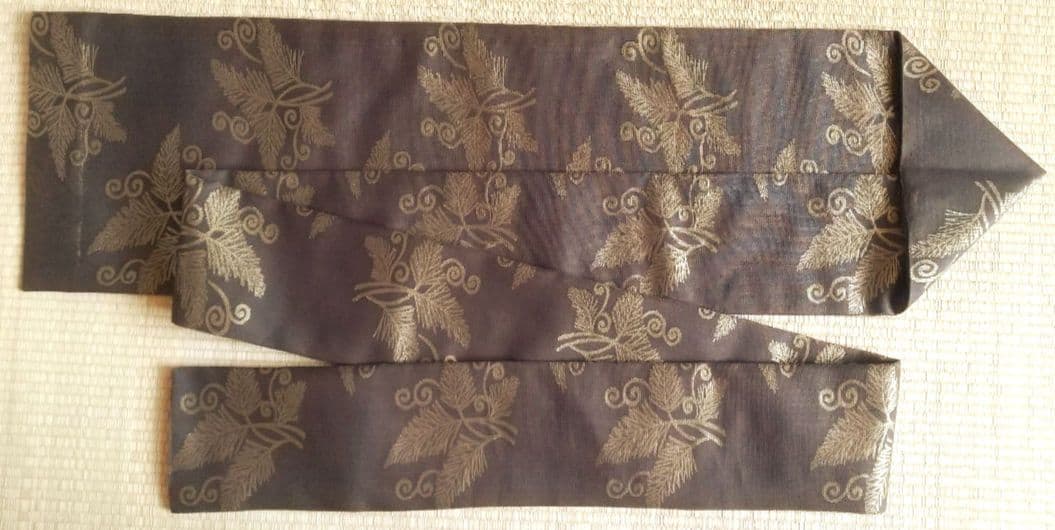 【売約済】『 絽名古屋帯 松唐草 セピア色』『訳アリ！名古屋帯 花文様 水色』