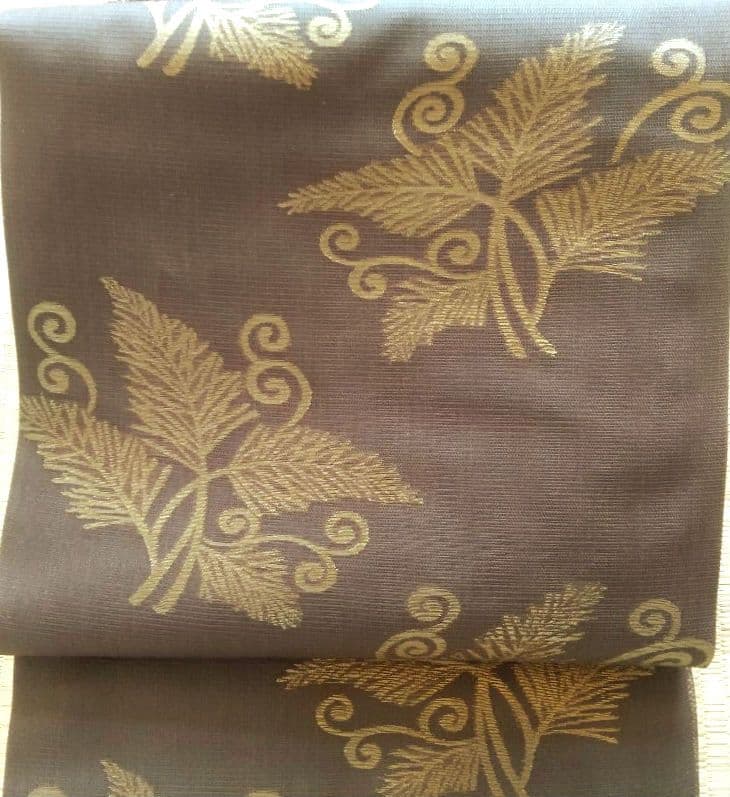 【売約済】『 絽名古屋帯 松唐草 セピア色』『訳アリ！名古屋帯 花文様 水色』