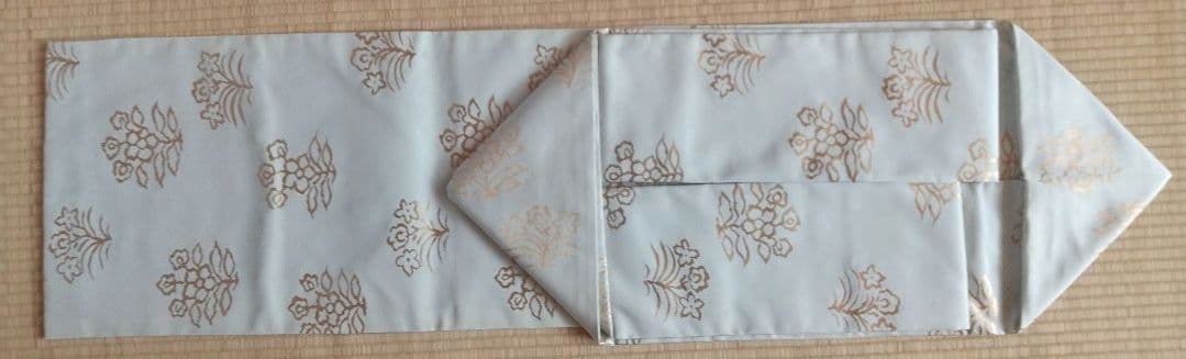 【売約済】『 絽名古屋帯 松唐草 セピア色』『訳アリ！名古屋帯 花文様 水色』