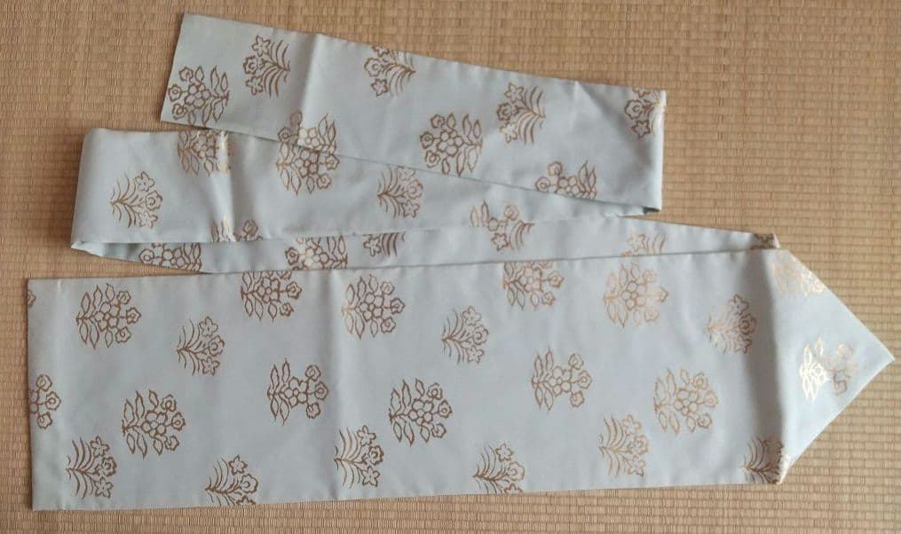 【売約済】『 絽名古屋帯 松唐草 セピア色』『訳アリ！名古屋帯 花文様 水色』