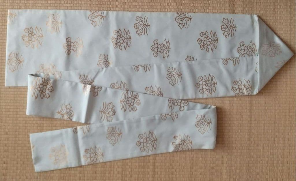 【売約済】『 絽名古屋帯 松唐草 セピア色』『訳アリ！名古屋帯 花文様 水色』