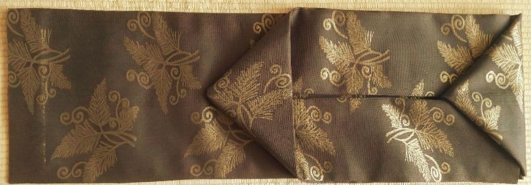 【売約済】『 絽名古屋帯 松唐草 セピア色』『訳アリ！名古屋帯 花文様 水色』