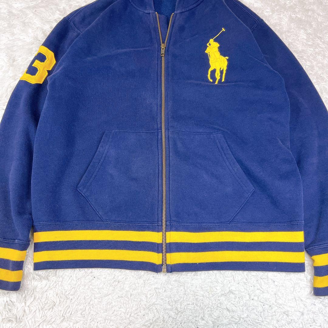 ポロバイラルフローレン ジップアップパーカー ビッグポニー刺繍 ネイビー