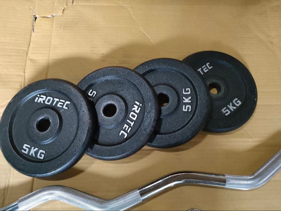 iROTEC 5kg プレート 4枚セット Wバーシャフト　計20kg