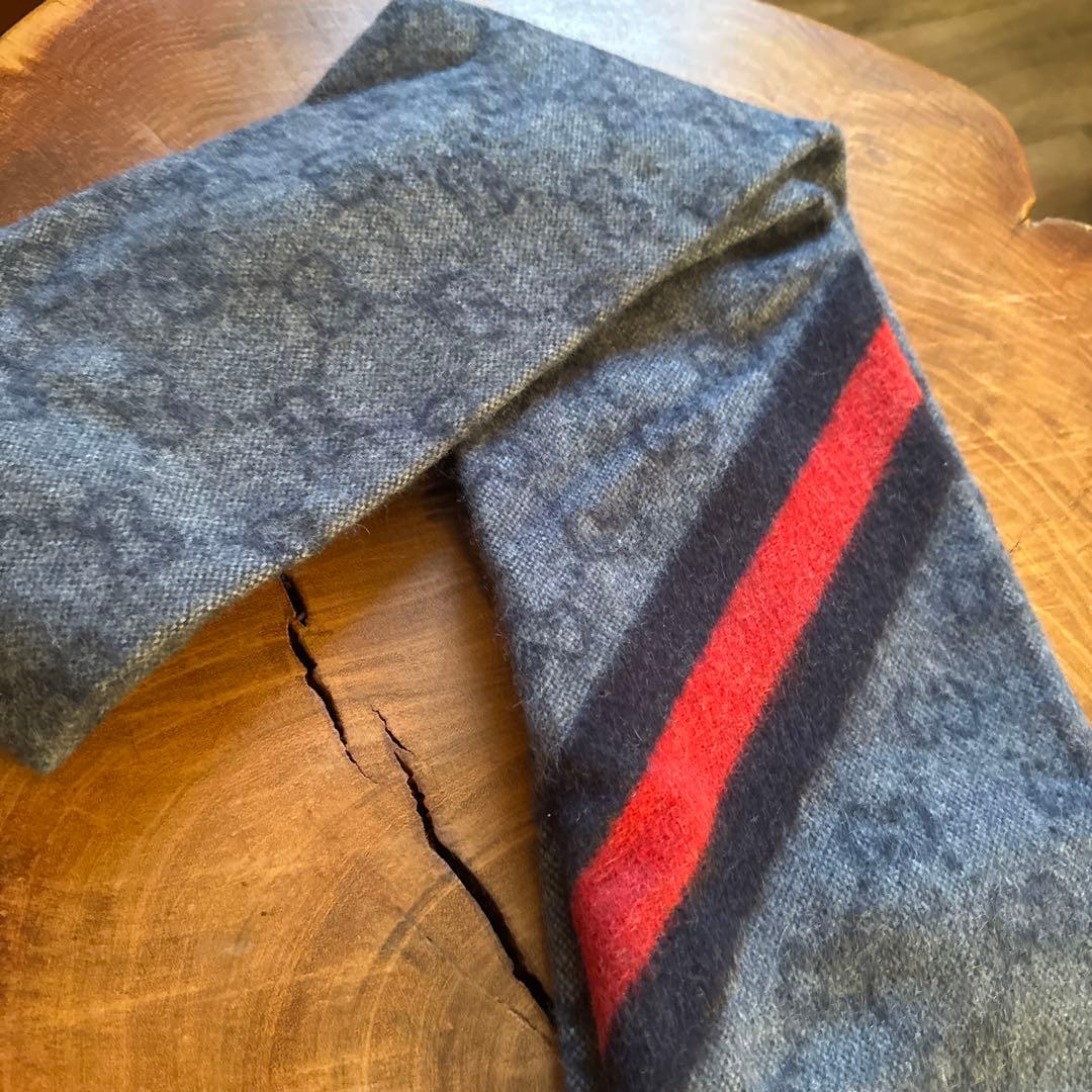 GUCCI マフラー 男女兼用 GG柄 ウェビングライン 羊毛 ウール100％