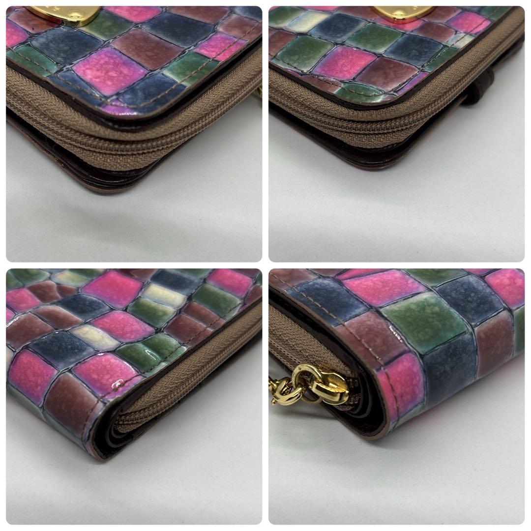 【美品】アタオ　2つ折り財布　メリヴィトロ　シャルトルブルー　ステンドグラス