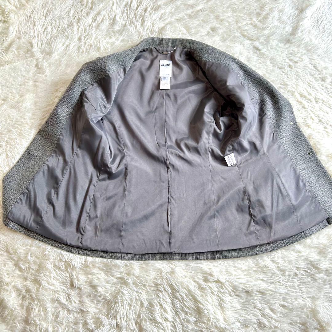 美品 CELINE テーラードジャケット 38 ヘリンボーン ツイード